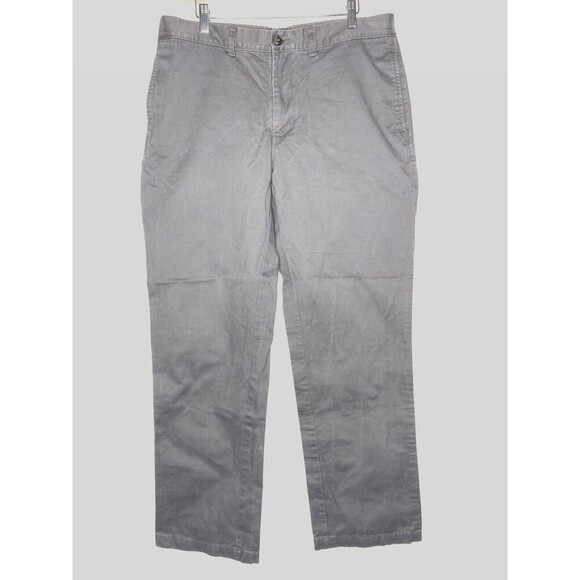 HAGGAR Pants Gray Khaki Chino Slacks Men Size 36 Inseam 32 Zip Button 36x32 - Picture 1 of 9